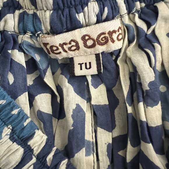 TERA BORA Full Cut Mixed Blue Batique Maxi in Length Bohemian Skirt - Picture 2 of 13